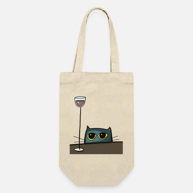 Chat avec vin rouge, chat à boire, chat drôle - Sac à bouteille - nature