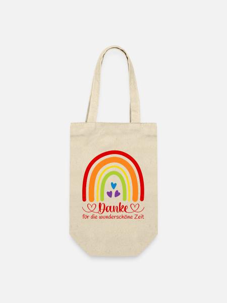 Danke für die wunderschöne Zeit Regenbogen Kita - Geschenkbeutel für Flaschen - Natur