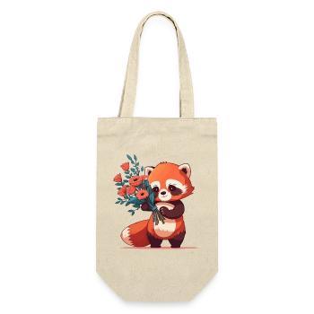 roter Panda mit Blumen - Geschenkbeutel für Flaschen - Natur - Vorne