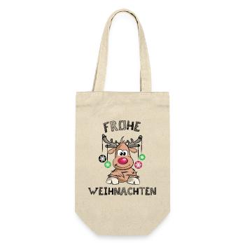 xmas Rentier frohe Weihnachten Symbol Logo icon - Geschenkbeutel für Flaschen - Natur - Vorne