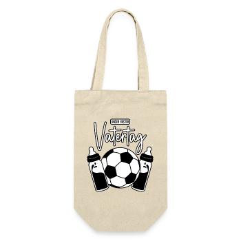 Unser erster Vatertag (Fußball Papa Sohn Baby) - Geschenkbeutel für Flaschen - Natur - Vorne