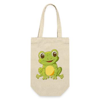 niedlich lächelnder Comic Frosch - Geschenkbeutel für Flaschen - Natur - Vorne