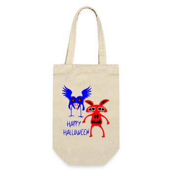 Gruselig-bunte Halloween-Monster - Geschenkbeutel für Flaschen - Natur - Vorne