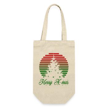 Merry X-mas - Geschenkbeutel für Flaschen - Natur - Vorne