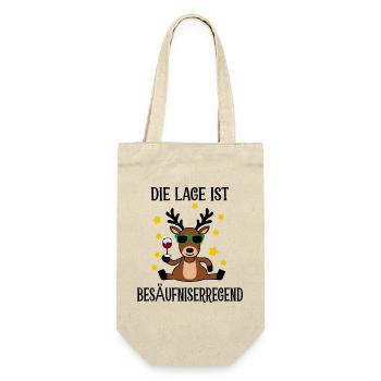 Lustiges Rentier - Geschenkbeutel für Flaschen - Natur - Vorne