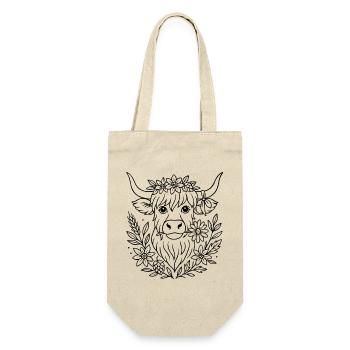 Highland Cow with Flowers - Volksfest Design - Gift Bag for Bottles - nature - Front