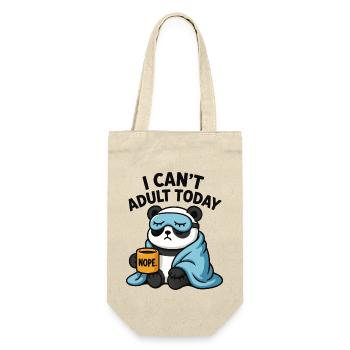 Panda - "I cant adult today" - Geschenkbeutel für Flaschen - Natur - Vorne