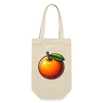 Mandarine mit Blatt - Geschenkbeutel für Flaschen - Natur - Vorne
