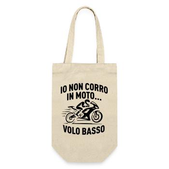 T-shirt moto – « Je ne fais pas de course de motos, je vole bas » - Sac à bouteille - nature - Devant
