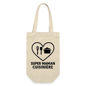 Super maman cuisinière – Cœur cuisine - Sac à bouteille - nature - Devant