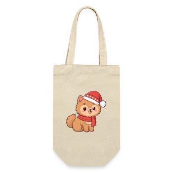 Welpen-Weihnachtshut-Schal - Geschenkbeutel für Flaschen - Natur - Vorne