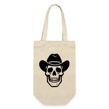 Cowboy Totenkopf - Geschenkbeutel für Flaschen - Natur - Vorne