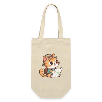Katzenentdecker und Karte - Geschenkbeutel für Flaschen - Natur - Vorne