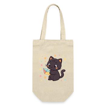 Schwarze Katze und Origami-Umschlag - Geschenkbeutel für Flaschen - Natur - Vorne