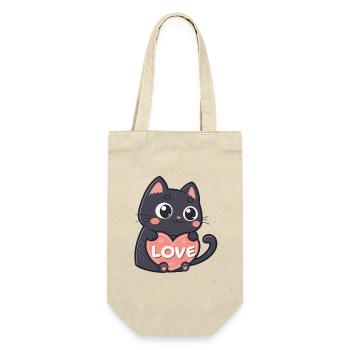 Chat Noir Câlin Coeur Love - Sac à bouteille - nature - Devant