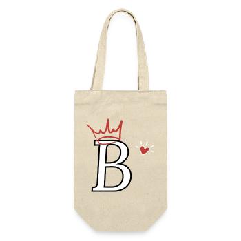 Buchstabe B Kronenherz - Geschenkbeutel für Flaschen - Natur - Vorne