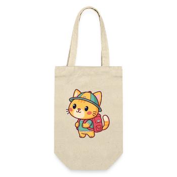 Explorer cat with backpack - Gift Bag for Bottles - nature - Front
