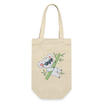 Koala auf Bambus mit Brille - Geschenkbeutel für Flaschen - Natur - Vorne