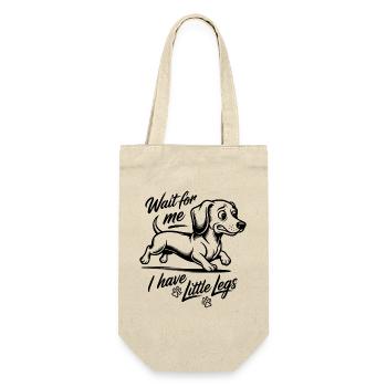 Wait for me I have little legs - Dackel Dachshund - Geschenkbeutel für Flaschen - Natur - Vorne