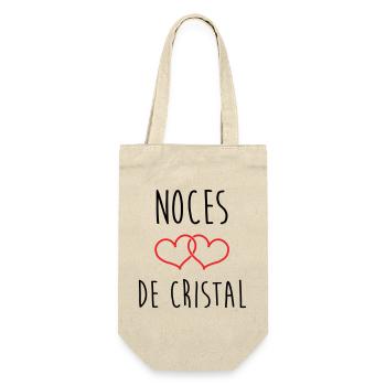 Crystal Wedding 15 Jahre Ehe - Geschenkbeutel für Flaschen - Natur - Vorne