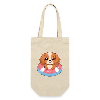 Kawaii-Welpe auf Pastellboje - Geschenkbeutel für Flaschen - Natur - Vorne