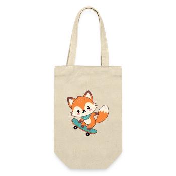 Fuchs auf niedlichem Skateboard - Geschenkbeutel für Flaschen - Natur - Vorne