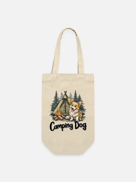 Camping Hund Spruch Camping Dog Camper Geschenk - Geschenkbeutel für Flaschen - Natur