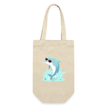 Delfin-Sommer-Pinkbrille - Geschenkbeutel für Flaschen - Natur - Vorne