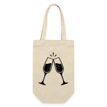 Verres qui s’entrechoquent – Mariage en noir et blanc - Sac à bouteille - nature - Devant