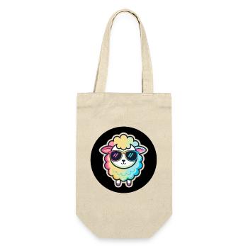 Schicke Regenbogen-Schafsbrille - Geschenkbeutel für Flaschen - Natur - Vorne