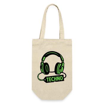 DJ Kopfhörer Techno Rave Festival Produzent - Geschenkbeutel für Flaschen - Natur - Vorne