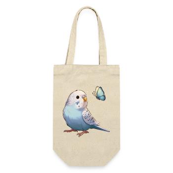 Wellensittich mit Schmetterling - Geschenkbeutel für Flaschen - Natur - Vorne