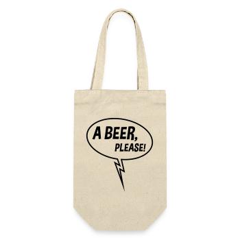 Ein Bier, bitte! (Sprechblase, Trinken, Down B) - Geschenkbeutel für Flaschen - Natur - Vorne