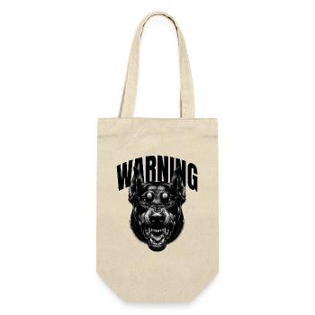 Hund Warning - Geschenkbeutel für Flaschen - Natur - Vorne