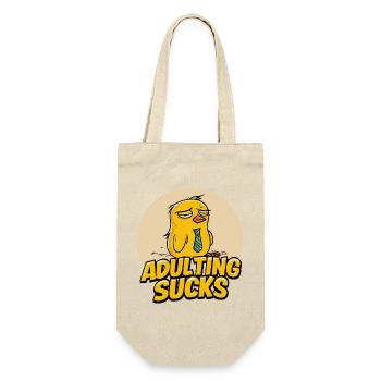 Adulting Sucks Cartoon Chick - Geschenkbeutel für Flaschen - Natur - Vorne
