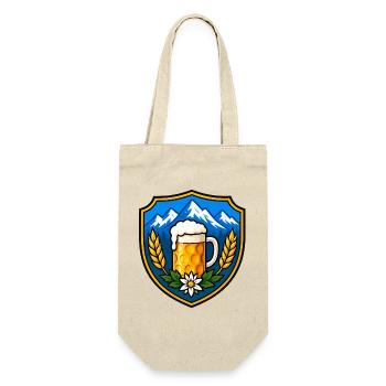 Bier Schild Emblem - Geschenkbeutel für Flaschen - Natur - Vorne
