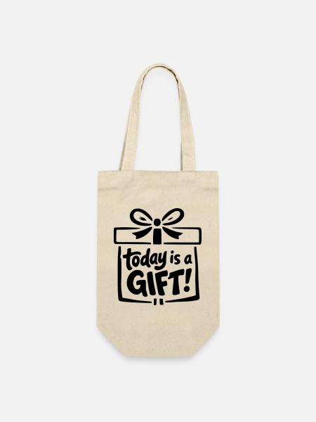Today is a Gift - Geschenkbeutel für Flaschen - Natur
