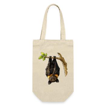 Nachtfledermaus am Ast - Geschenkbeutel für Flaschen - Natur - Vorne