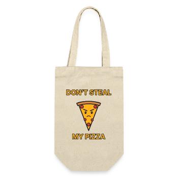 Pizza – Don’t steal my pizza – lustiger Spruch - Geschenkbeutel für Flaschen - Natur - Vorne