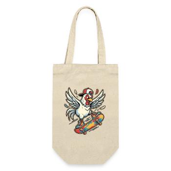 Skater Chicken - Geschenkbeutel für Flaschen - Natur - Vorne