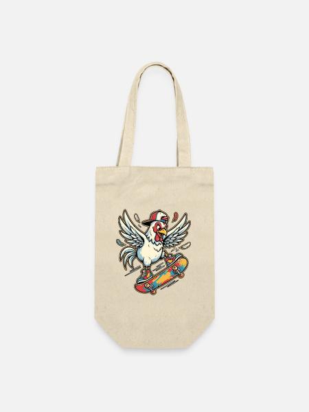 Skater Chicken - Geschenkbeutel für Flaschen - Natur