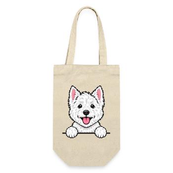 Westie West Highland White Terrier - Geschenkbeutel für Flaschen - Natur - Vorne