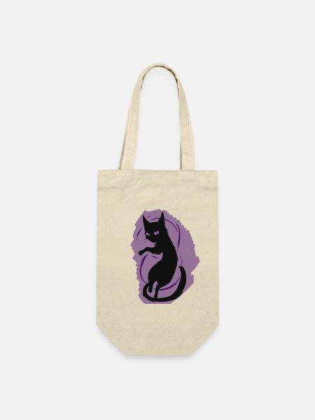 Mitternachtskatzen-Silhouette - Geschenkbeutel für Flaschen - Natur