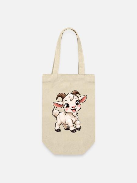 Ziege Kawaii Style – Süßes Bauernhoftier - Geschenkbeutel für Flaschen - Natur