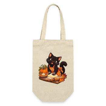 Kürbiskatzenbäcker - Geschenkbeutel für Flaschen - Natur - Vorne