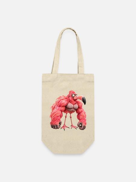 Muscular Flamingo – Verrückter Gorilla und Humor - Geschenkbeutel für Flaschen - Natur