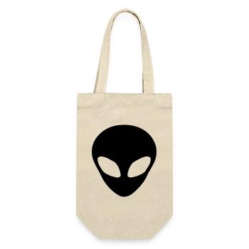 Alien Kopf - Geschenkbeutel für Flaschen - Natur - Vorne