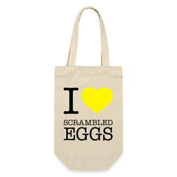 I LOVE SCRAMBLED EGGS Rührei - Geschenkbeutel für Flaschen - Natur - Vorne
