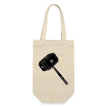 Hammer von Thor Thor s mit Wikingersymbolen - Geschenkbeutel für Flaschen - Natur - Vorne