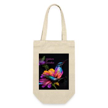 Paradieskreatur - ein wunderschöner, bunter Kolibri - Geschenkbeutel für Flaschen - Natur - Vorne
